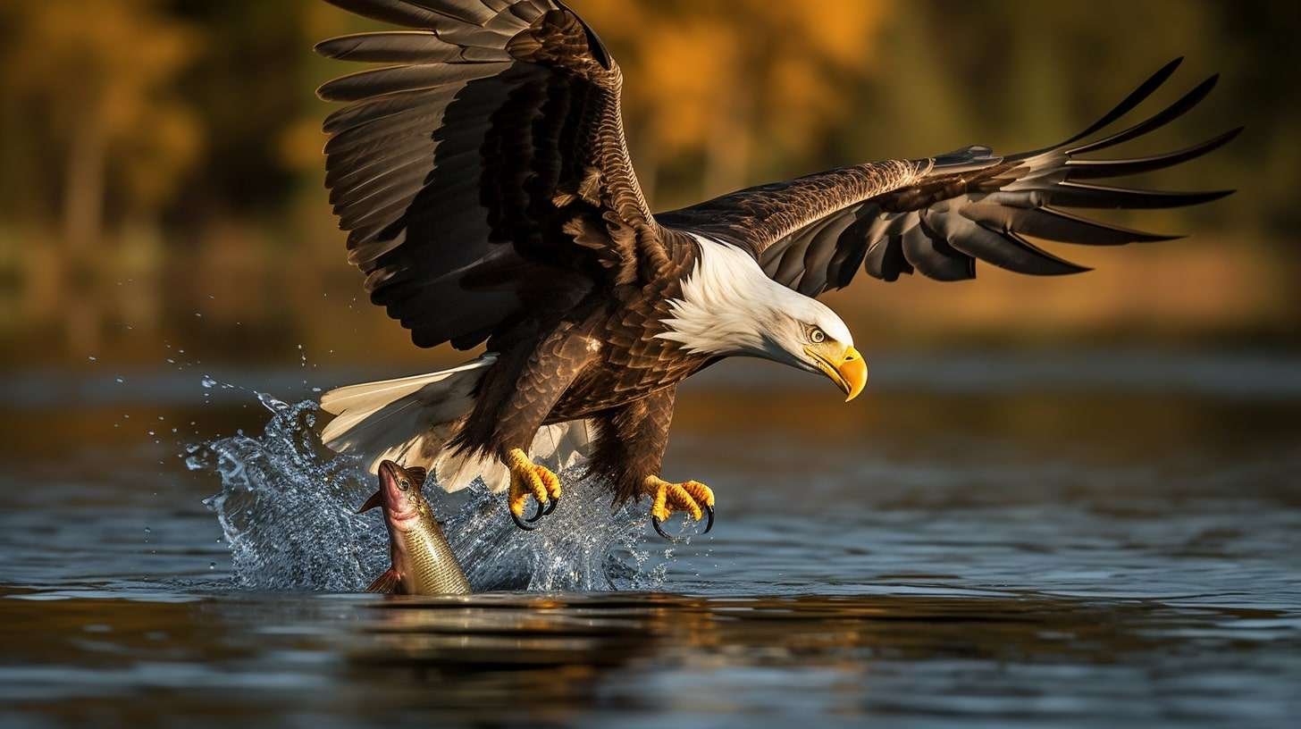 EagleDivingInWater